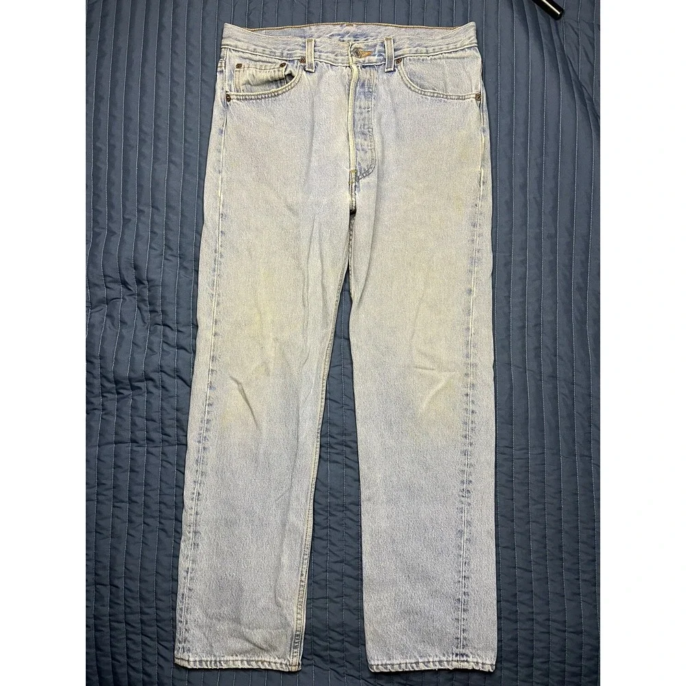 Vintage Levi's 501 Denim Jeans Men's Size 33x30 Blue Button Fly USA Made in 1995 - Picture 1 of 15